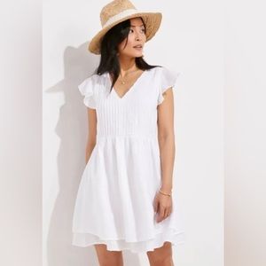 NWT Vineyard Vines Linen Pintuck Dress in White Cap